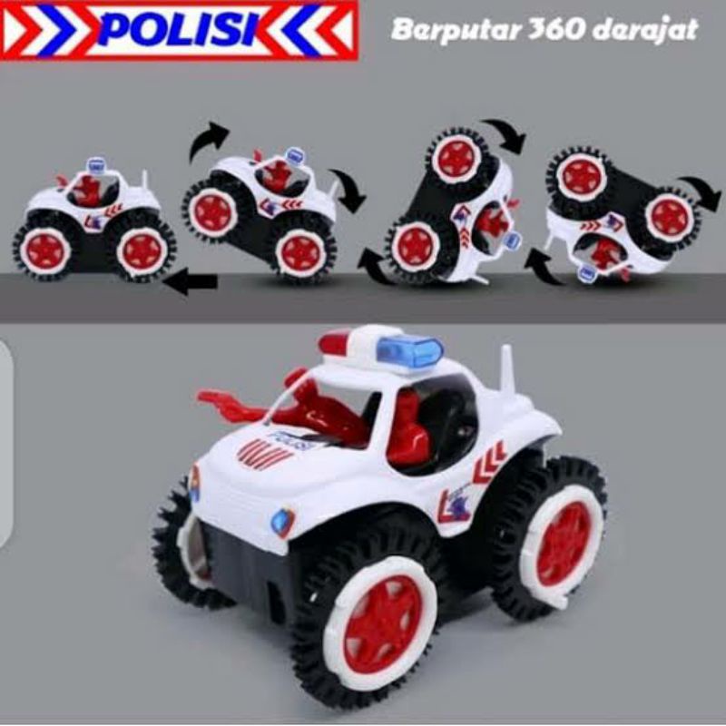 Mainan mobil police academy tumbling car Tumbling tank tamling poli 360