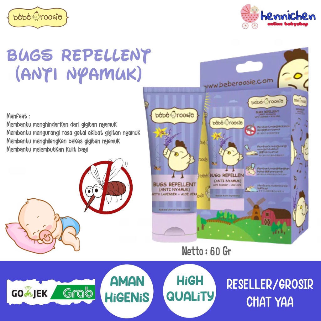 TERLENGKAP Bebe Roosie - Bugs Repellent (Anti Nyamuk) 60g UNGU