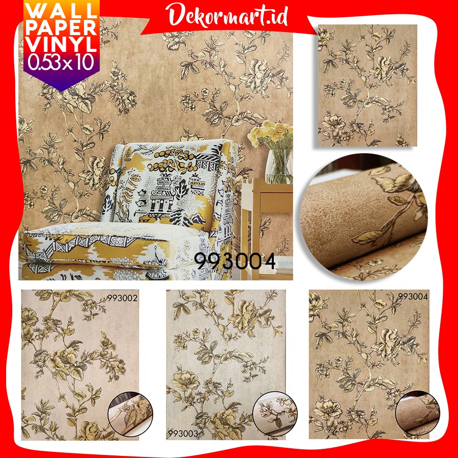 Wallpaper Vinyl Import Premium Motif Bunga Klasik 3d Timbul Bertekstur