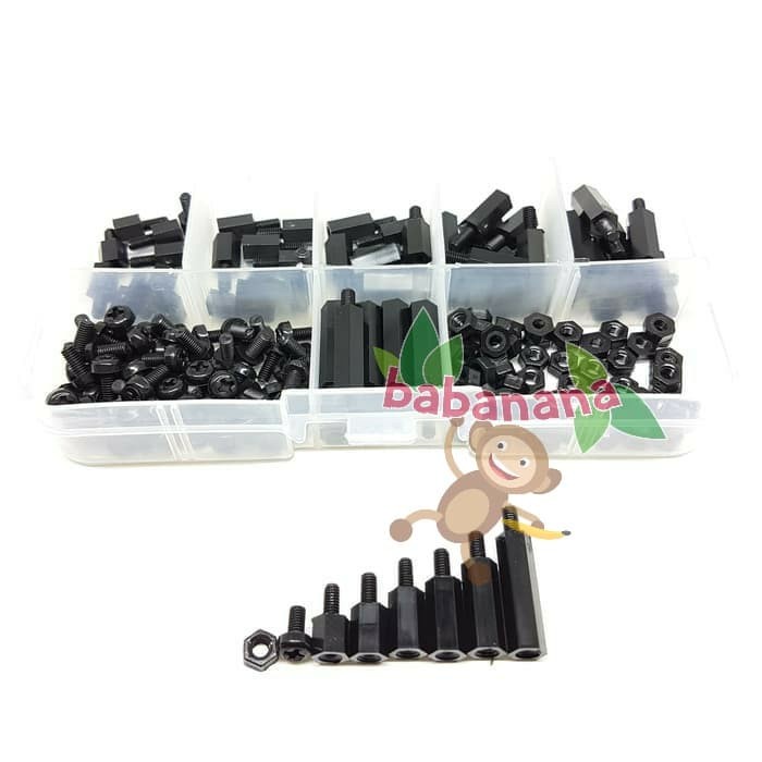 180pcs M3 Nylon standoff spacer nut screw