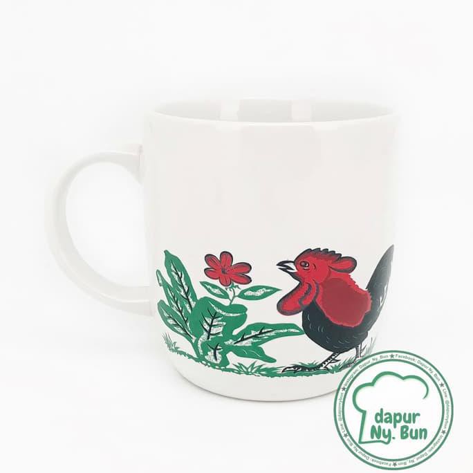 Premium Cangkir Kopi Keramik Ayam Jago / Mug Teh - Ayam Jago Jadul