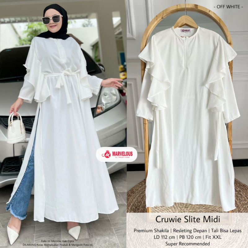 CRUWIE SLITE MIDI BY MARVELOUS (MIDI DRESS MUSLIMAH) Dress wanita rekomended