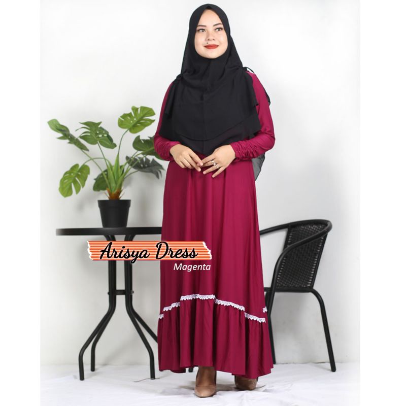 Baju Gamis Jersey Dress Rimpel Rempel Plisket Lipit Renda Busui Polos Ada Saku Untuk Kondangan Pesta