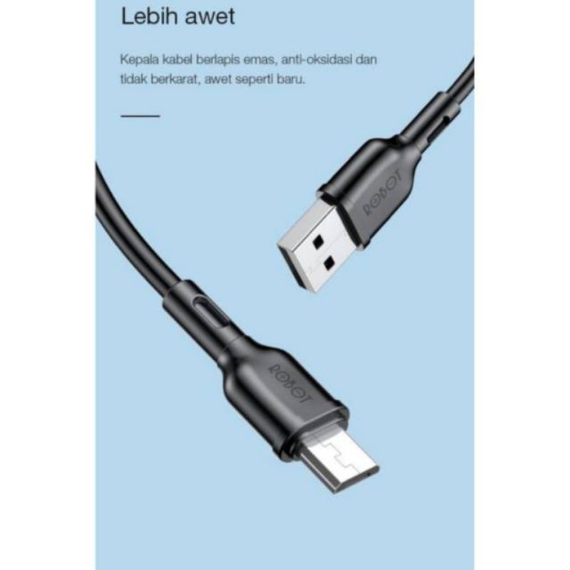 Kabel Data Usb  ROBOT RBM100 Micro Usb 2A Fast Charging
