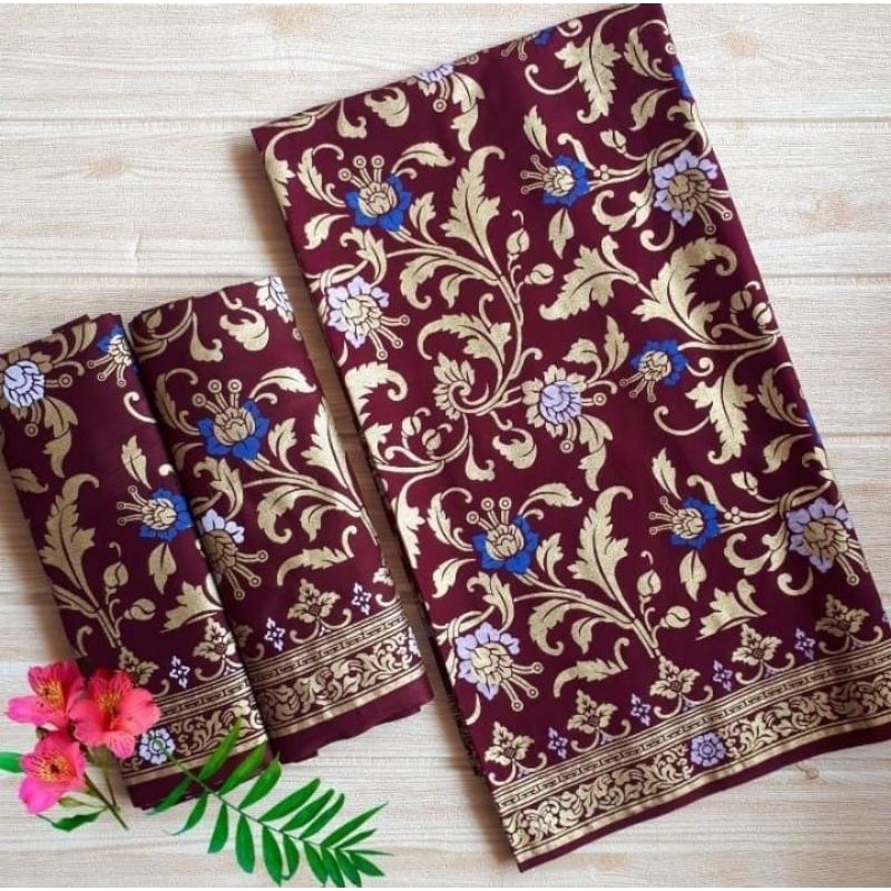 Kain Batik Prada Emas Katun Halus Songket Palembang