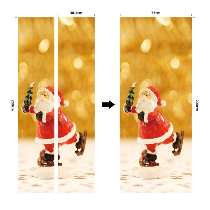 Zzz 2pcs / set Stiker Dinding / Pintu / Kulkas Motif Santa Claus / Skating Anti Air Untuk Dekorasi Rumah