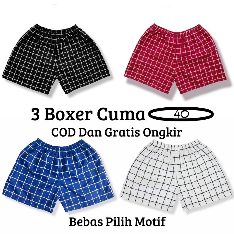 celana boxer motif kotak adem/celana pendek santai/celana pantai/celana rebahan/