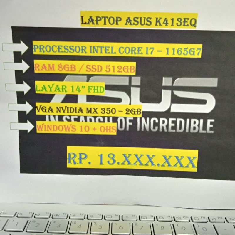 ASUS K413EQ I7 1165G7 8GB SSD 512GB