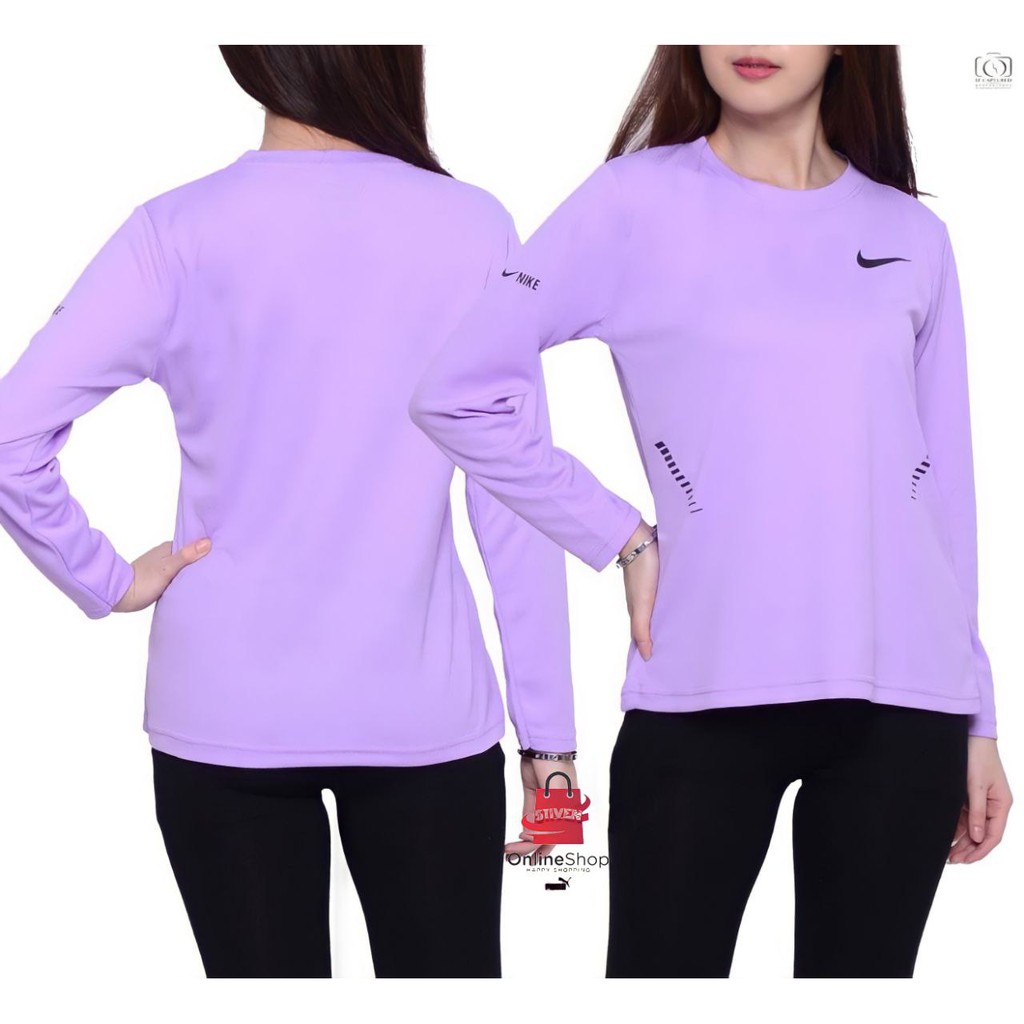 Kaos Olahraga Wanita Lengan Panjang Polos