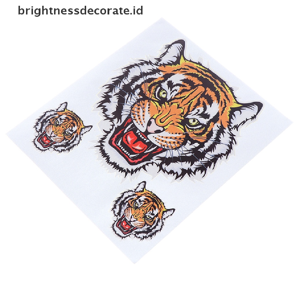 1 Lembar Stiker Vinyl Motif Tiga Kepala Harimau Untuk Mobil / Motor