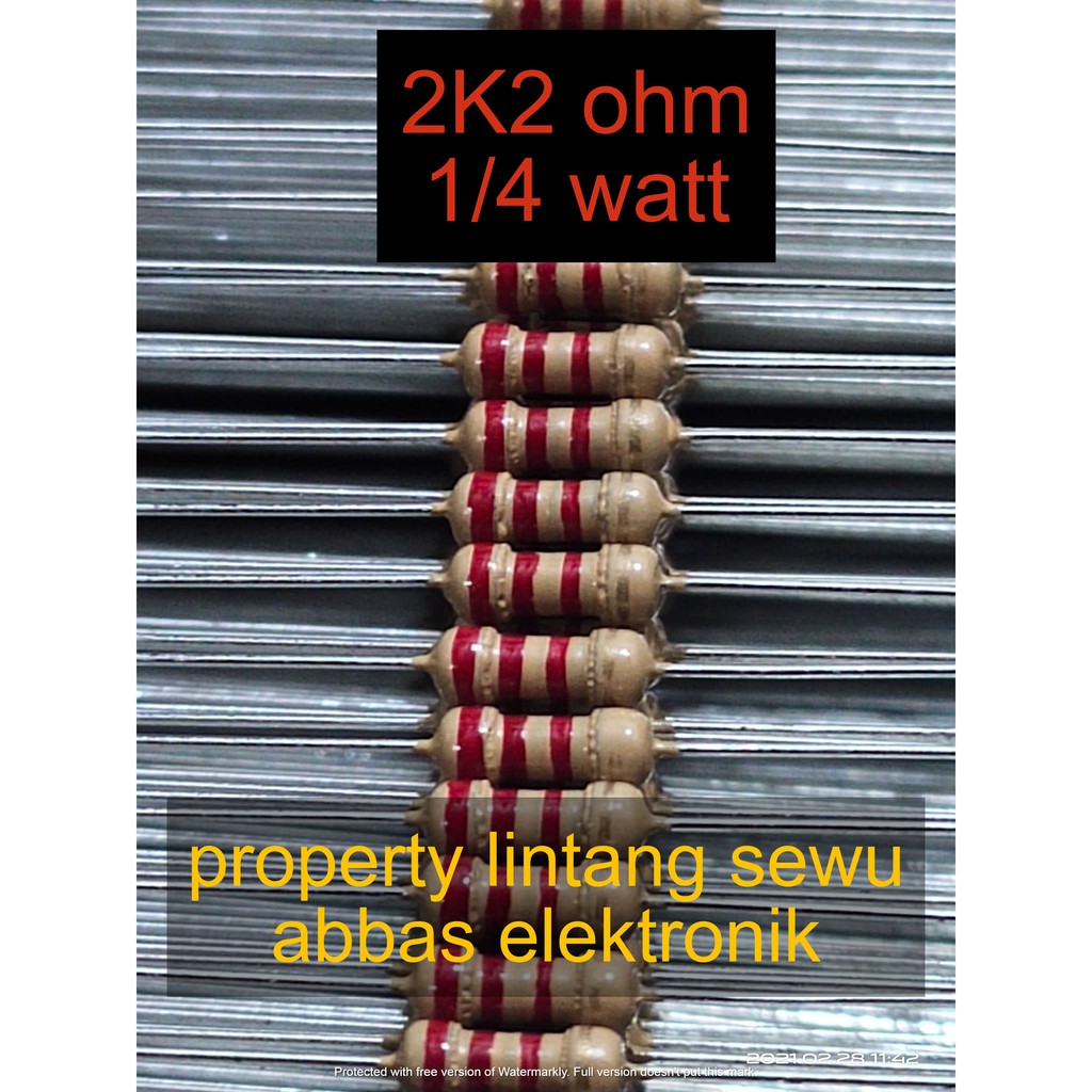 10PCS resistor 2k2 ohm 2.2 kilo ohm  0.25 watt 1/4 watt