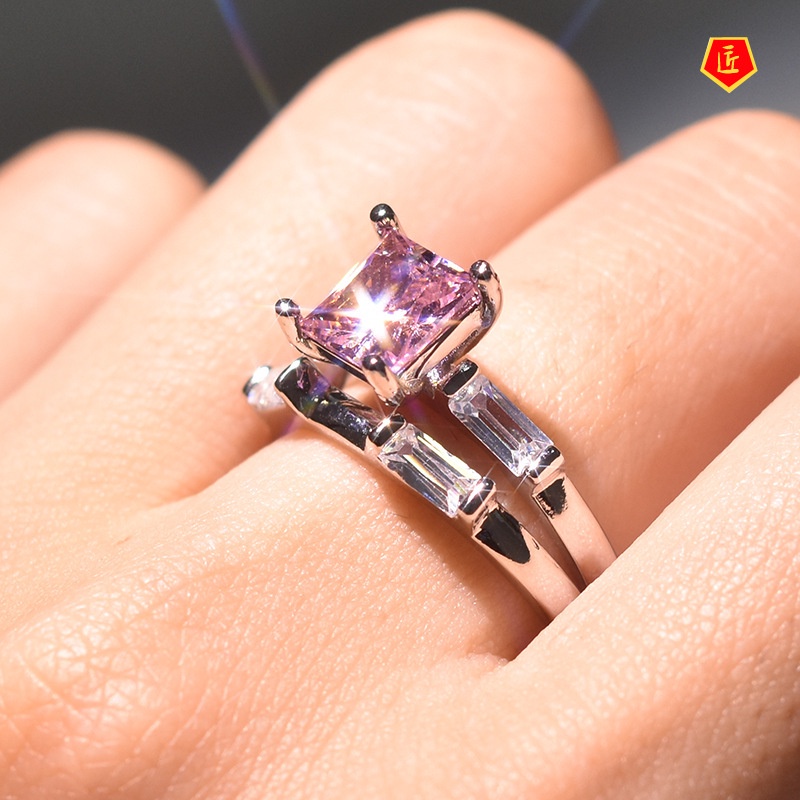 [Ready Stock]Inlaid Colored Gemstone Ring Set