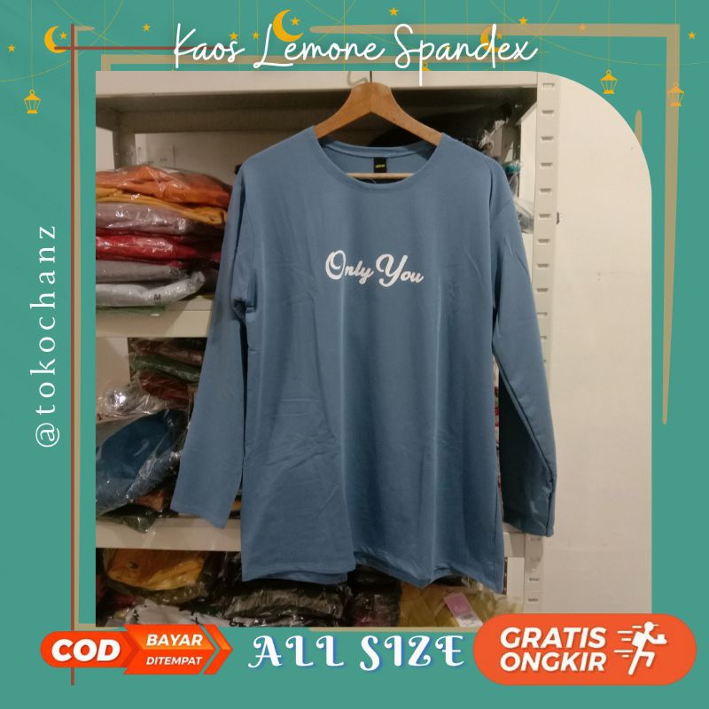 KAOS LENGAN PANJANG WANITA LONG SLEEVE JUMBO BRAND LEMONE DEWASA REMAJA PEREMPUAN