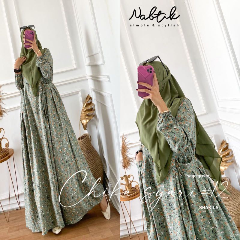 [READY STOCK] Chika Syar'i #12 Original Nabtik Gamis Set Khimar Nabtik Terbaru dan Termurah