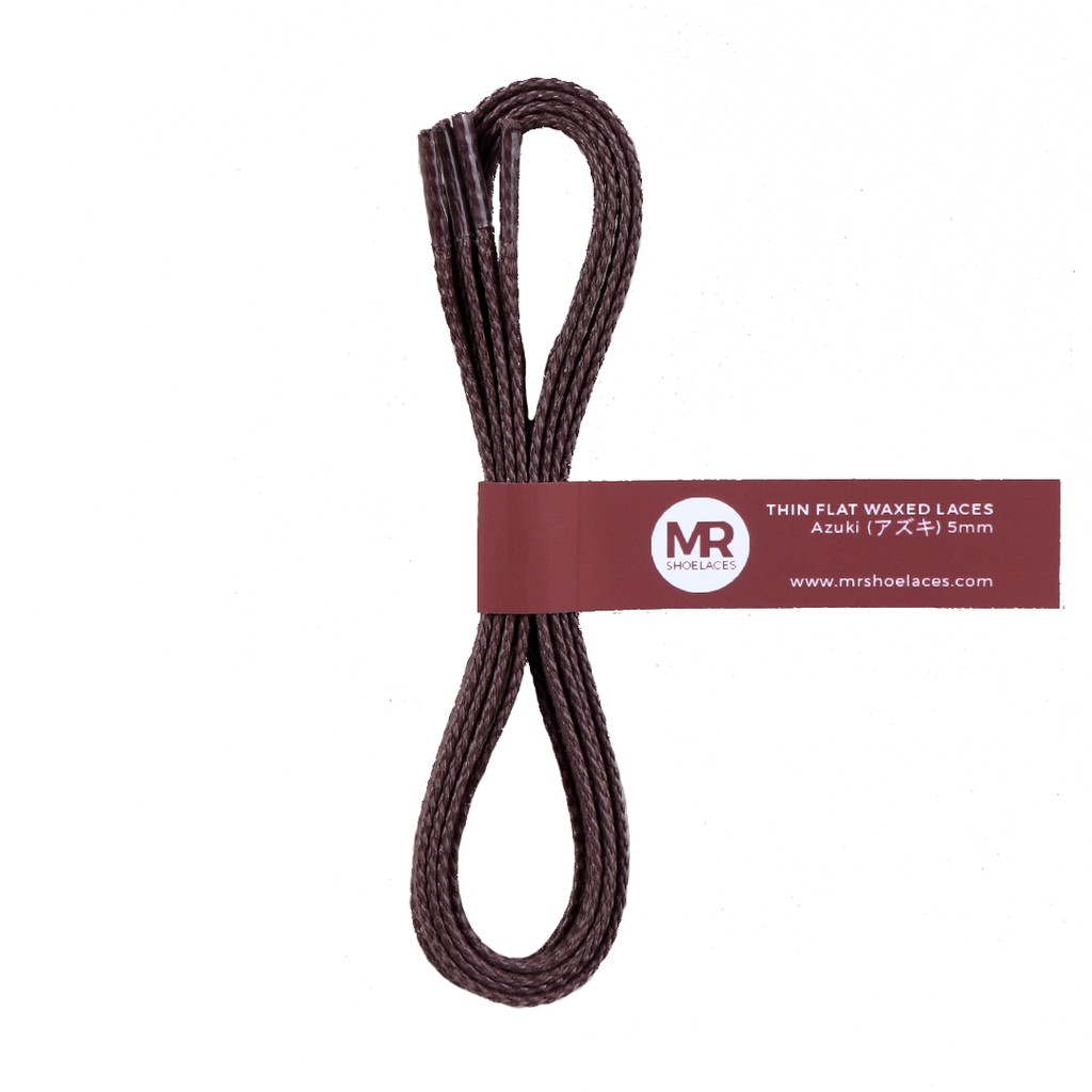 MR Shoelaces TH08 Azuki (Moka) Tali Sepatu Lilin Gepeng Thin 3-4mm (Waxed Laces) 50cm 80cm 100cm 120cm 150cm Mocha