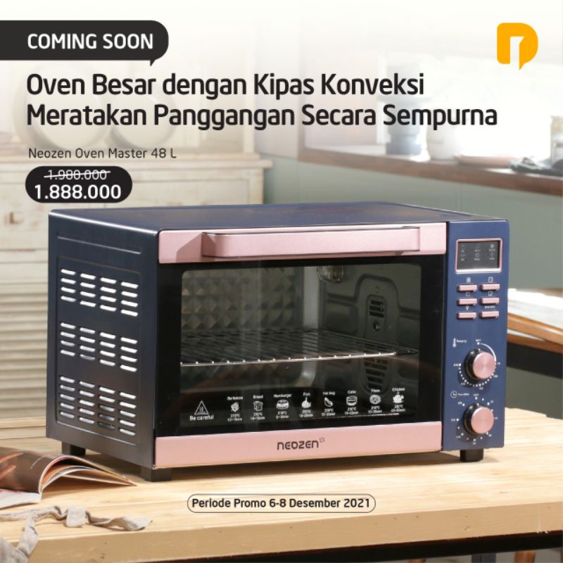 Neozen OVEN 48L SHABBY / Pink warna mewah kapasitas besar. bisa buat panggang ayam 2 ekor