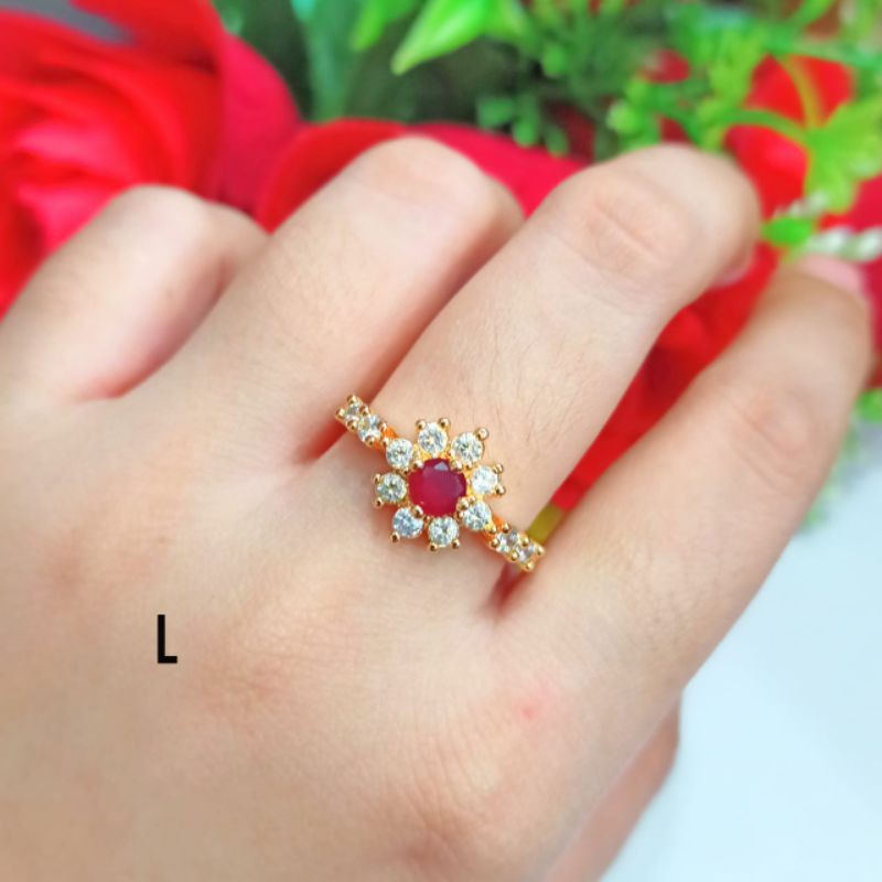 TERBARU CINCIN WANITA DEWASA TITANIUM LAPIS EMAS 22 K GOLD ANTI KARAT