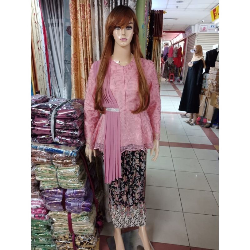 IndahKebaya | SET KEBAYA TILLE SELENDANG / KEBAYA REAL PICTURE / MODERN BLOUSE / COKLAT CREAM DUSTY