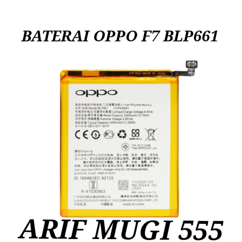 Baterai Batrai Batre Oppo F7 BLP661 Original