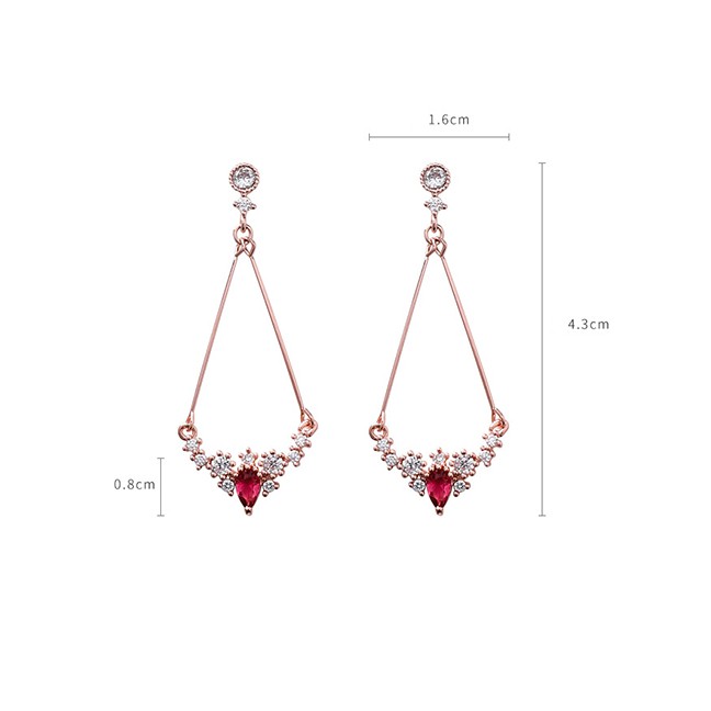 LRC Anting Tusuk Fashion S925 Silver Pin Micro-inlaid Zircon Triangle Stud Earrings F6564X