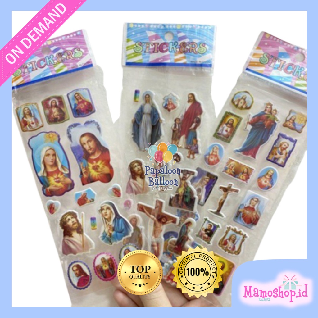 Sticker Nasrani Tuhan Yesus Bunda Maria Stiker Timbul Natal santa clause 3D
