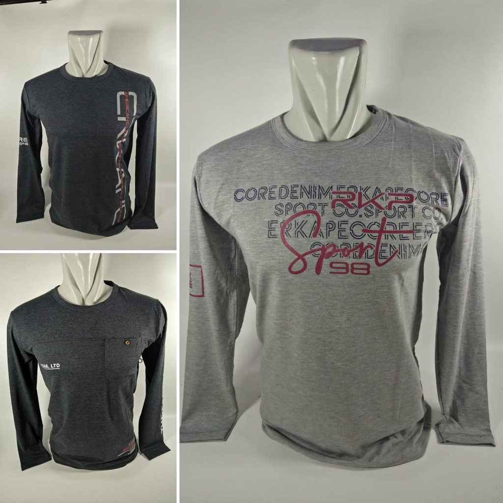 Kaos Distro Lengan Panjang Remaja Laki - Laki Baju Oblong ABG Cowok - Erkape L