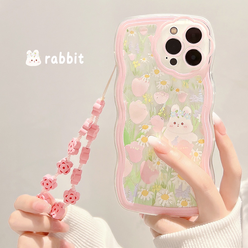 Case Pelindung Transparan Motif Bunga Kelinci Untuk Iphone 11 8 7 Plus SE2 XS XR 12 13 PRO MAX