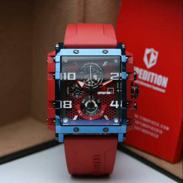 EXPEDITION 6757 Jam Tangan Pria Sporty Red Blue Rubber ORI