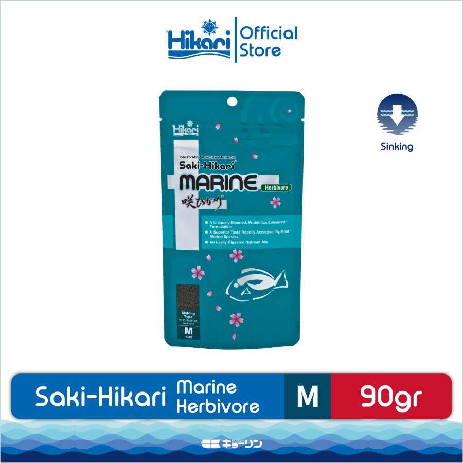 Saki Hikari Marine Herbivore 90g Pakan Pelet Pellet Ikan Hias Air Laut