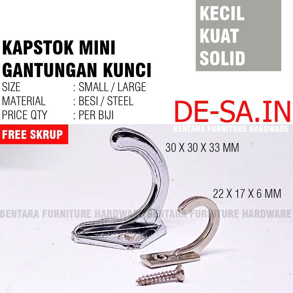 29MM KAPSTOK MINI BESI SOLID SINGLE 1 KAIT  - HOOK CAPSTOCK CANTOLAN GANTUNGAN KUNCI