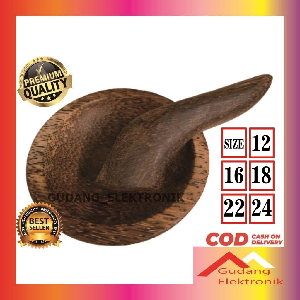 Cobek Ulekan Kayu Kelapa 5 Ukuran cowet cobek Sambel