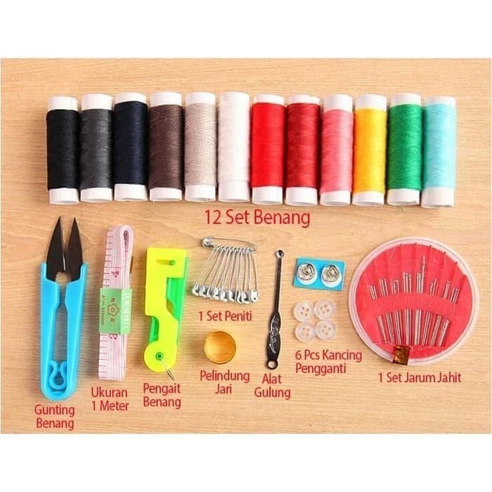 FREE 12 JARUM JAHIT Box Set Sewing Kit  Alat Jahit benang gunting