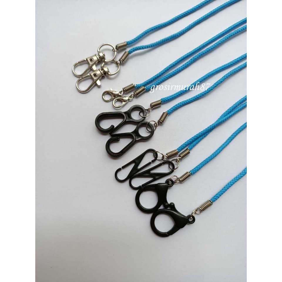 Tali masker dewasa lanyard kalung masker non elastis warna biru ready stok cantolan kokot cantolan besi atau plastik