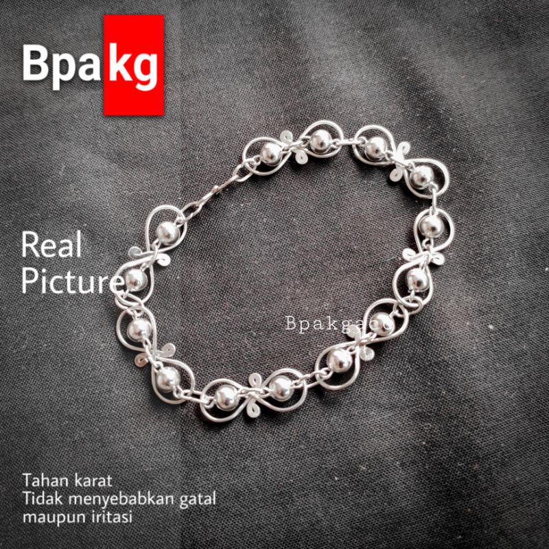 Gelang tangan Apel tangkai Bunga Gelang besi putih Anti karat silver simple Gelang monel wanita cant