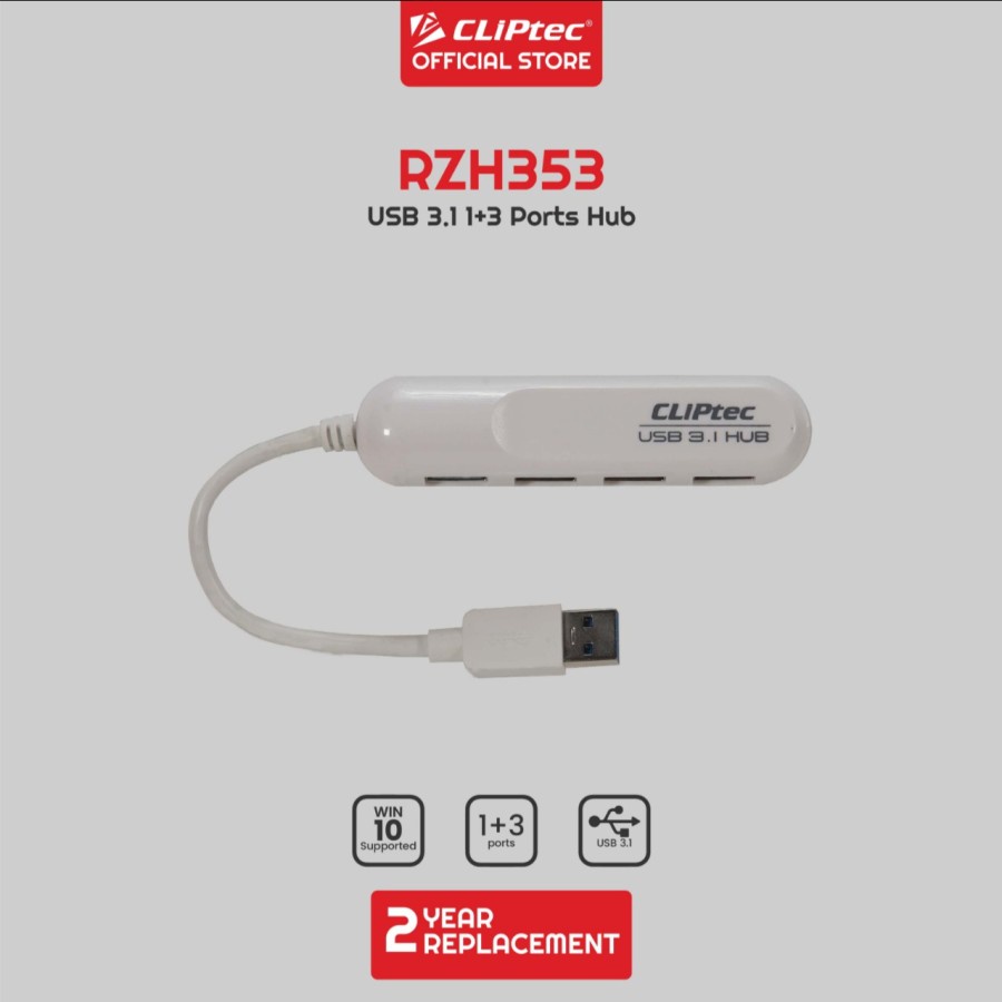 USB HUB 3.1 CLIPtec RZH353 1+3 Ports HUB GARANSI 2TAHUN GANTI BARU