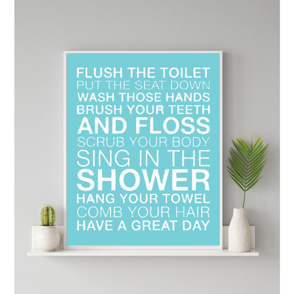 Home decor pajangan dinding kamar mandi Bathroom Rules Minimalis