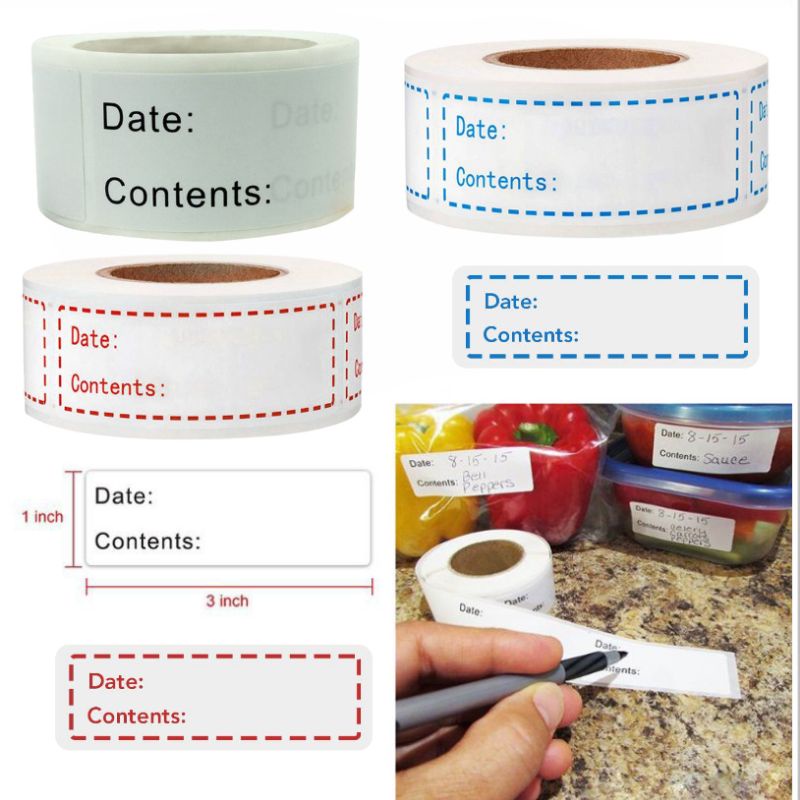 Stiker Label Double Tape Lakban Penanda Tanggal Makanan dan Barang Tahan Air Isi 120pcs pasar murah