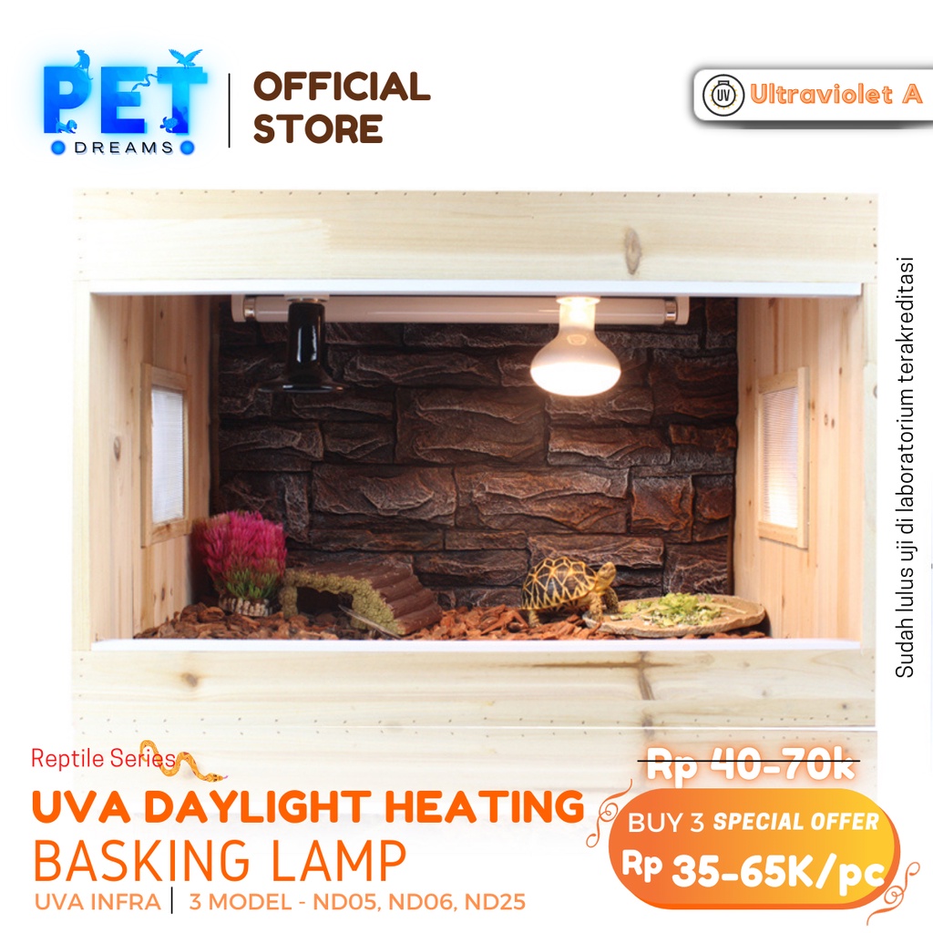 LAMPU UVA DAYLIGHT BASKING SPOT LAMP PENGHANGAT PEMANAS REPTIL REPTILE SULCATA IGUANA KURA TORTO