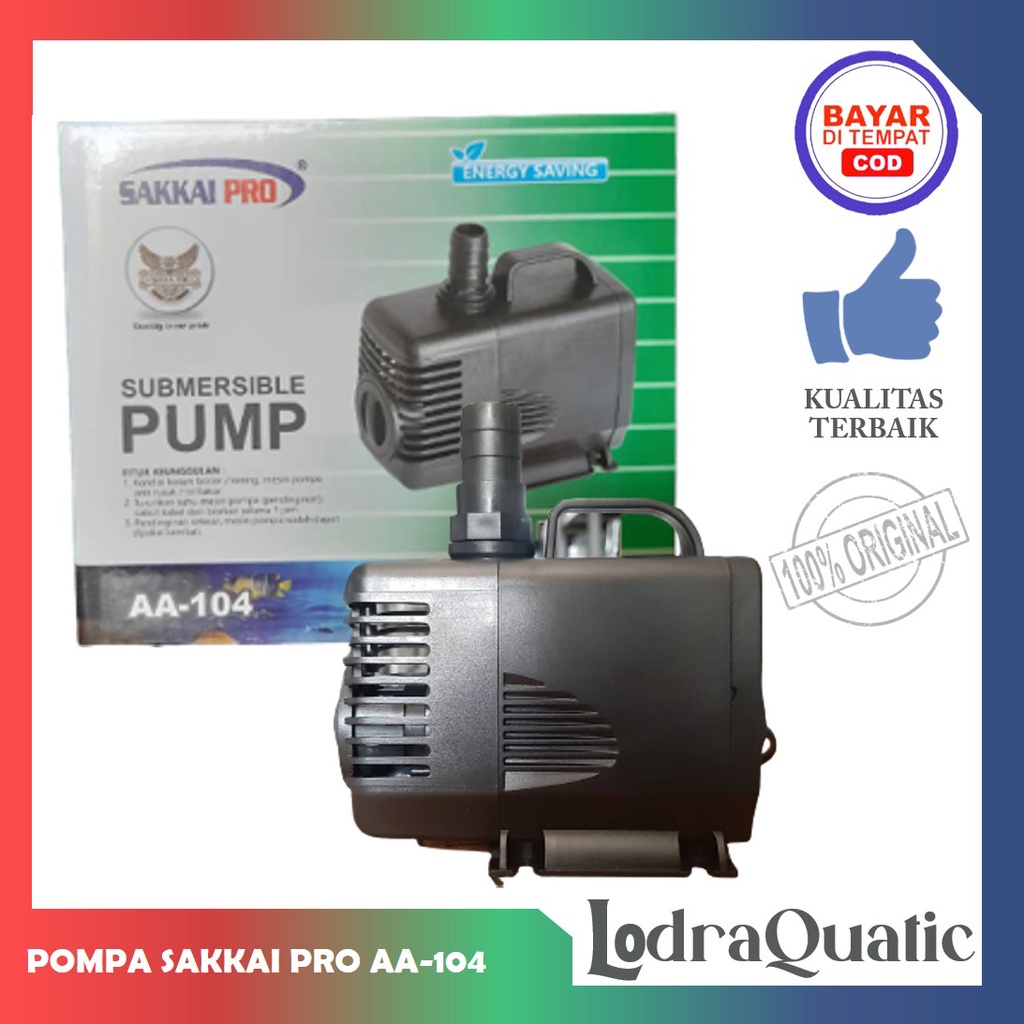 POMPA KOLAM SAKKAI PRO AA 104 POMPA KOLAM IKAN SAKKAI PRO AA 104 NAIK 2,2 METER POMPA 2500 LITER PER JAM POMPA AIR HIDROPONIK POMPA KOLAM KECIL POMPA AQUARIUM BESAR FILTER AQUARIUM FILTER KOLAM IKAN KOI FILTER POMPA AIR LAUT MARINE FILTER IKAN CHANNA