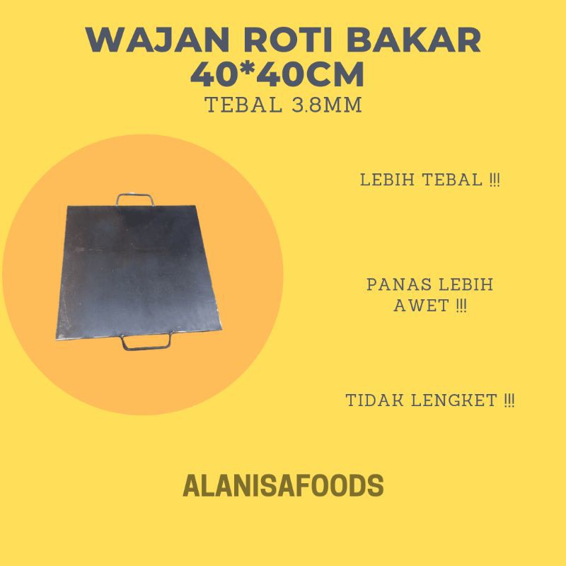 WAJAN ROTI BAKAR/ WAJAN BURGER/ WAJAN KEBAB/ WAJAN SOSIS 40*40cm 3.8mm