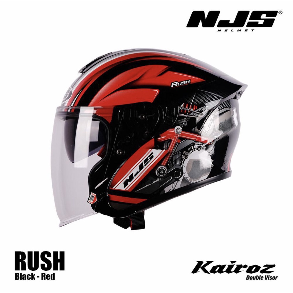 HELM NJS KAIROZ MOTIF RUSH DOBLE VISOR HELM HALF FACE-2