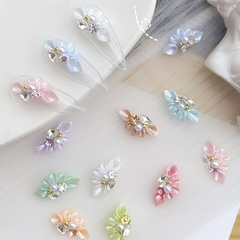 Mxbeauty 3D Nail Art Dekorasi Mutiara Vintage Kelopak Bunga Hiasan Kuku Membuat Perhiasan Berlian Imitasi Manikur Aksesoris