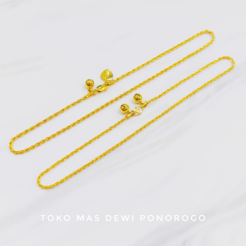 SET GELANG TANGAN & KAKI KOREA Emas Asli Kadar 9K/420% Yellow Gold