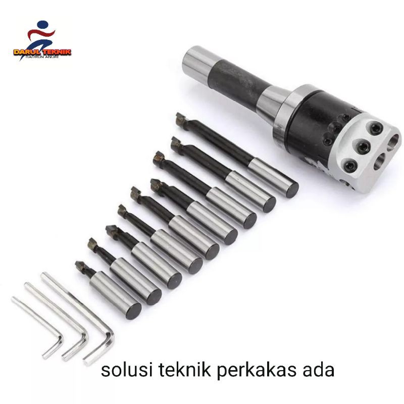SATU PAKET BORING BARS BORING HEAD R8 SET 9 PCS BORING BARS