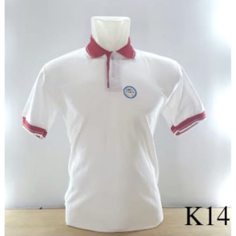 Kaos Kerah Putih Merah / Kaos Polos Putih Kerah Merah / Bahan Katun polos / Tshirt N shirt / Lengan 