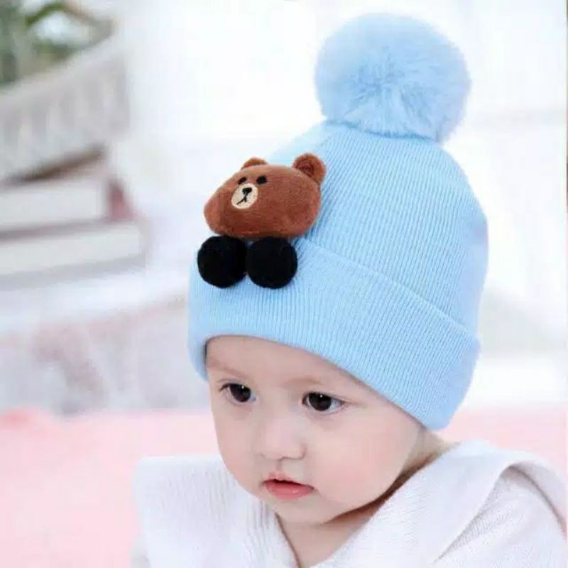 TOPI RAJUT KUPLUK BAYI TELINGA MOTIF BERUNG/TOPI KUPLUK