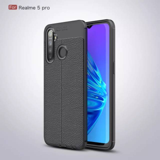 SOFTCASE AUTOFOCUS REALME 5 LEATHER CASE-JELLY CASE AUTOPOCUS OPPO REALME 5 CASE KULIT JERUK PREMIUM