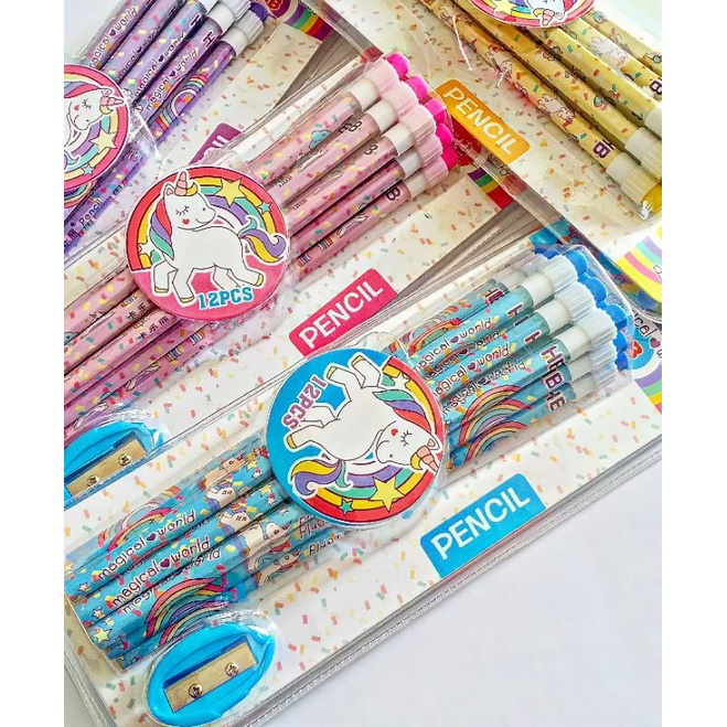 

Pensil unicorn isi 12 pcs / pensil serut