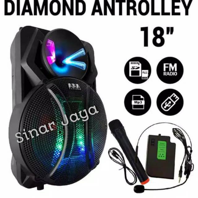 SPEAKER PORTABLE WIRELESS BLUETOOTH TANAKA ANTROLLEY 18 INCH