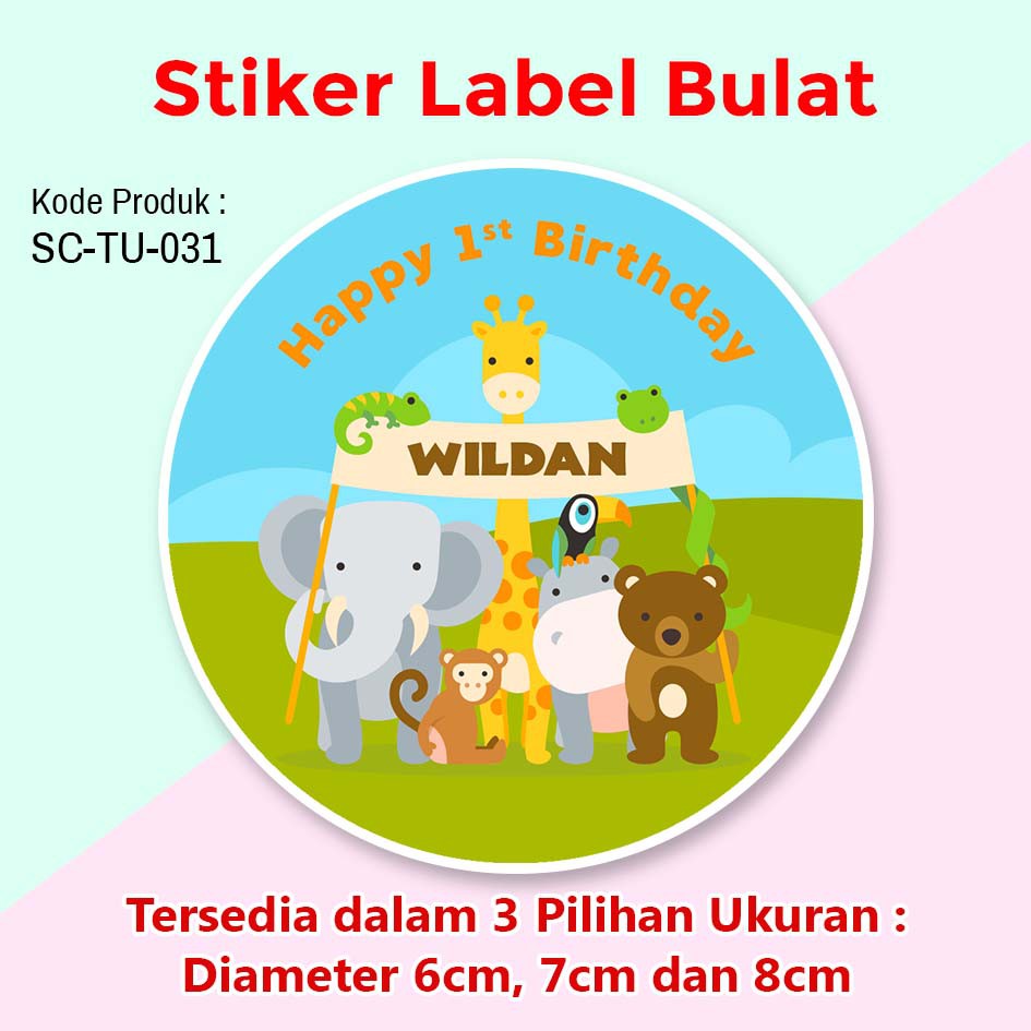 Stiker Label Ulang Tahun Anak Tumpeng Mini Jungle Animal1 Shopee Indonesia